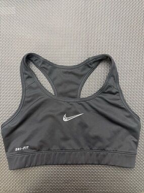 Nike Black Dri-FIT Racerback Sports Bra with White Swoosh